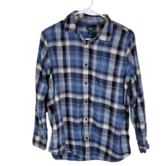 Roots Canada Blue Plaid Light Flannel Button Down Size M - Picture 6 of 10
